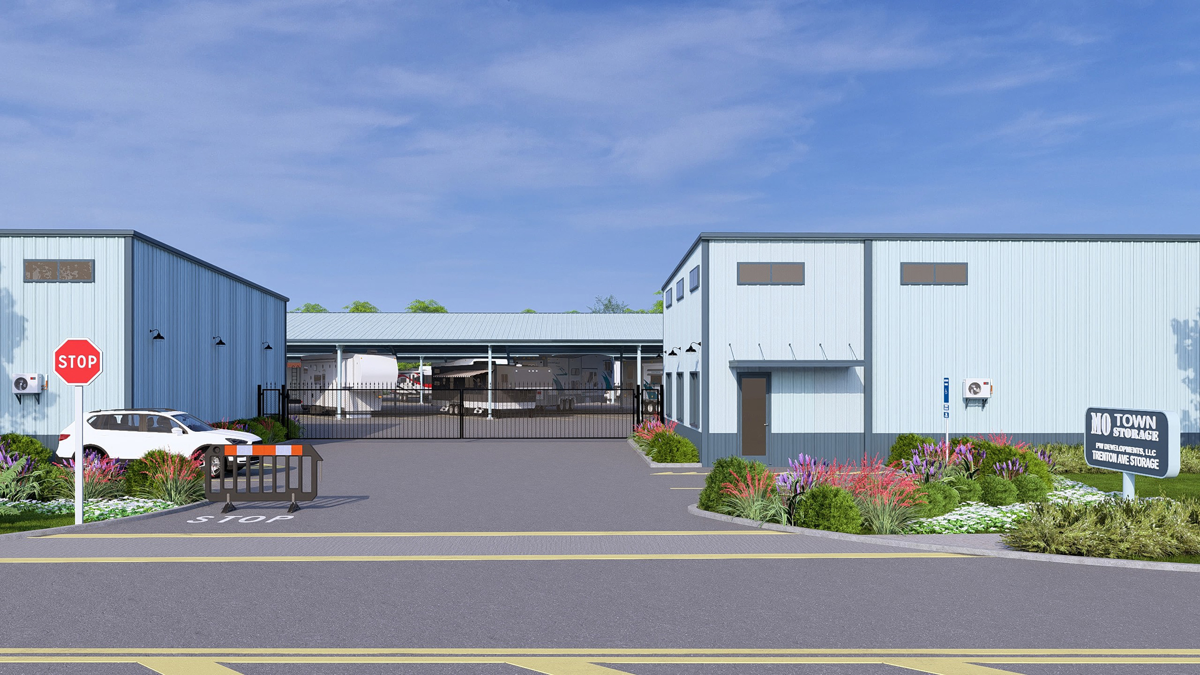 Motown Storage - Facility Exterior View with Covered Storage